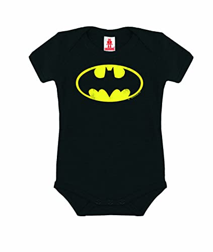 Logoshirt® DC Comics I Batman I Logo I Baby Body Print I Kurzarm I Kleinkind I Mädchen & Jungen I schwarz I Lizenziertes Originaldesign I Größe 50/56 von Logoshirt