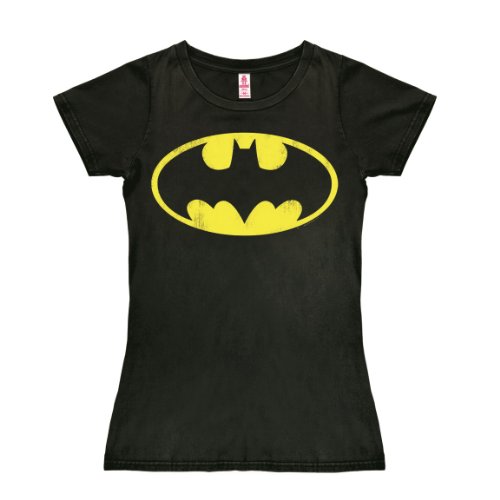 Logoshirt® DC Comics I Batman I Logo I T-Shirt Print I Damen I kurzärmlig I schwarz I Lizenziertes Originaldesign I Größe L von Logoshirt