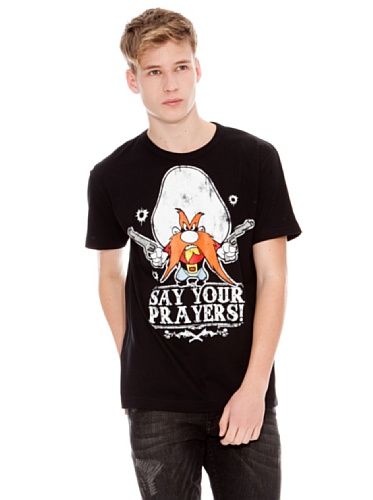 Logoshirt® Looney Tunes I Yosemite Sam I Cowboy I Say Your Prayers I T-Shirt Print I Damen & Herren I kurzärmlig I schwarz I Lizenziertes Originaldesign I Größe 3XL von Logoshirt