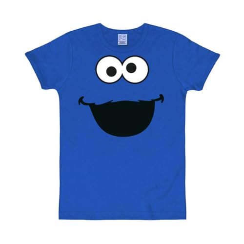 Logoshirt® Sesamstrasse I Krümelmonster I Gesicht I T-Shirt Print I Damen & Herren I kurzärmlig I blau I Lizenziertes Originaldesign I Größe XL von Logoshirt