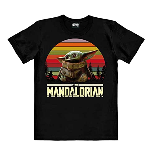 Logoshirt® Star Wars I Mandalorian I Baby Yoda I T-Shirt Print I Damen & Herren I kurzärmlig I schwarz | Lizenziertes Originaldesign I Größe M von Logoshirt