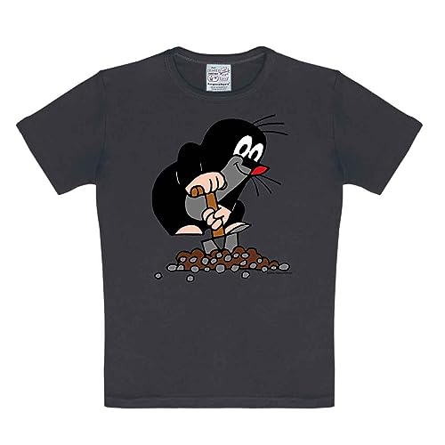 Logoshirt® TV I Der kleine Maulwurf I Hügel I T-Shirt Print I Kinder I Mädchen & Jungen I kurzärmlig I blau-grau I Lizenziertes Originaldesign I Größe 92/98 von Logoshirt