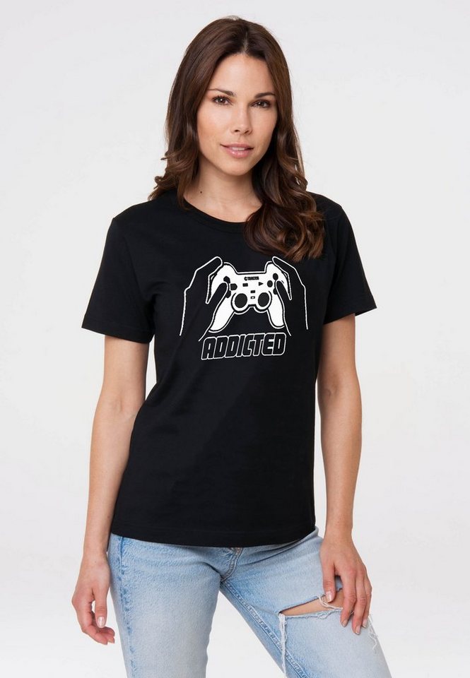 LOGOSHIRT T-Shirt Addicted mit trendigem Gaming-Print von LOGOSHIRT