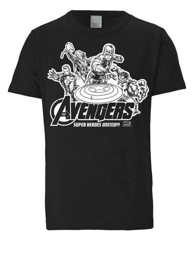 LOGOSHIRT T-Shirt Avengers - Marvel - Heroes United mit auffälligem Print von LOGOSHIRT