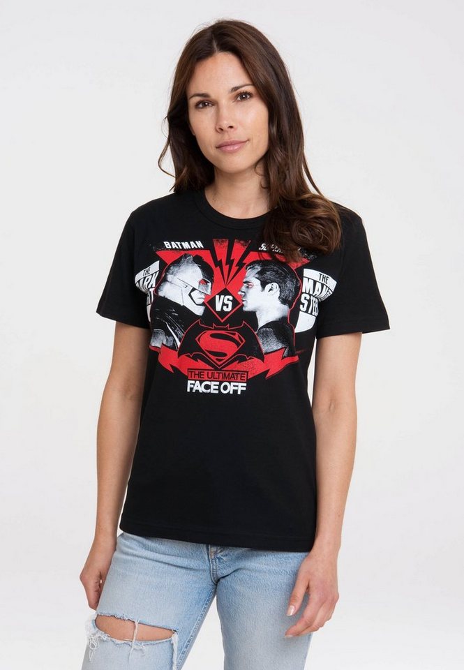 LOGOSHIRT T-Shirt Batman vs Superman - Face Off mit großem Superhelden-Print von LOGOSHIRT