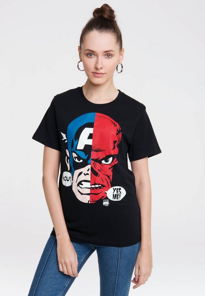 LOGOSHIRT T-Shirt Captain America And Red Skull Faces mit coolem Frontprint von LOGOSHIRT