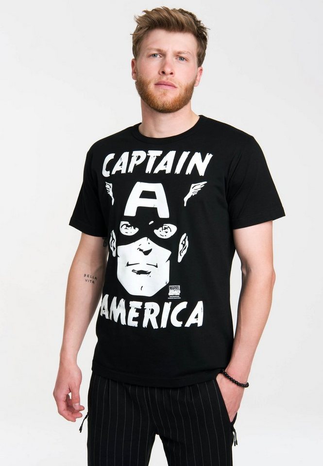 LOGOSHIRT T-Shirt Captain America - Marvel mit coolem Frontprint von LOGOSHIRT