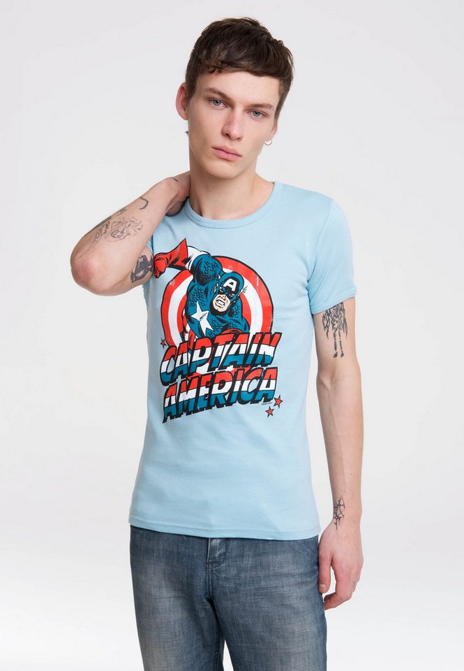 LOGOSHIRT T-Shirt Captain America mit Retro-Frontprint von LOGOSHIRT