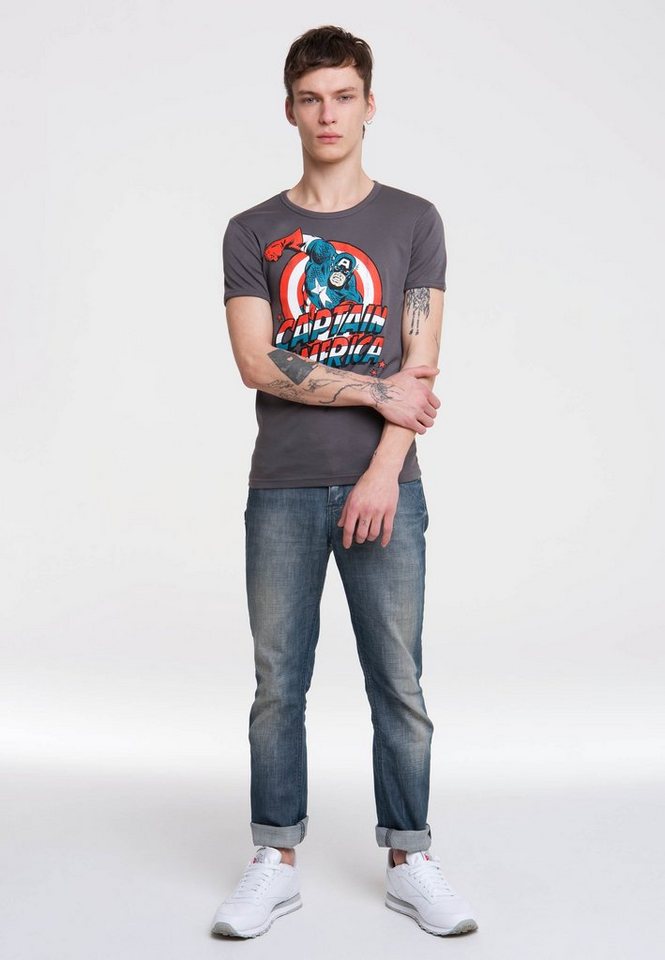 LOGOSHIRT T-Shirt Captain America mit Retro-Frontprint von LOGOSHIRT