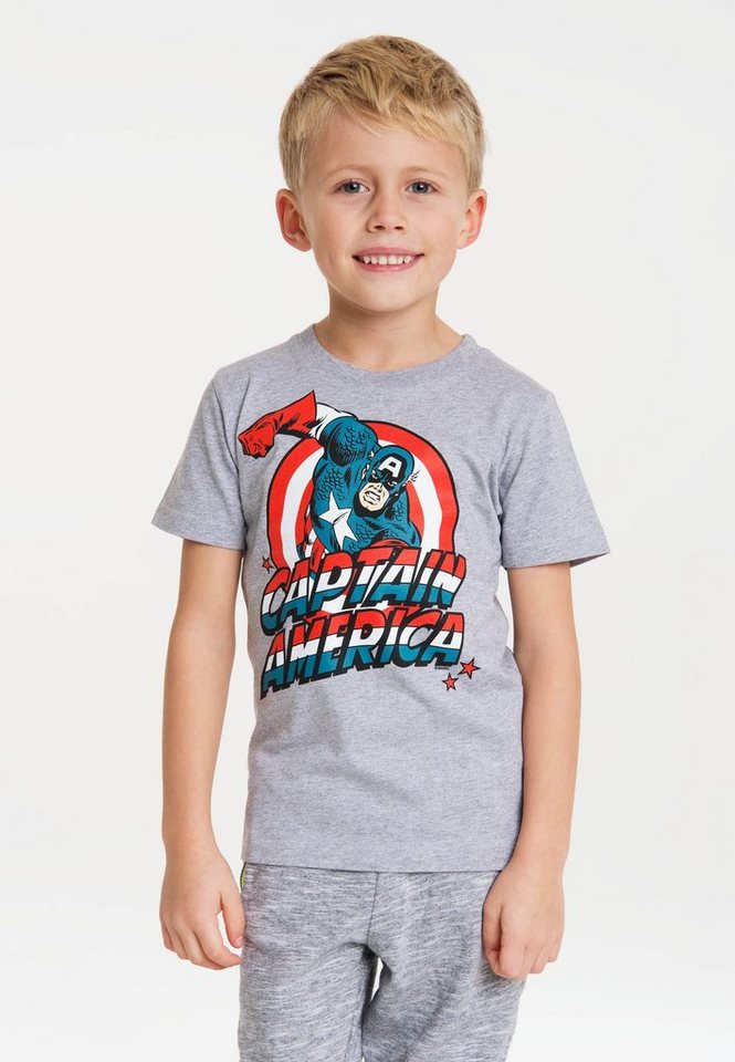 LOGOSHIRT T-Shirt Captain America mit großem Marvel-Frontprint von LOGOSHIRT