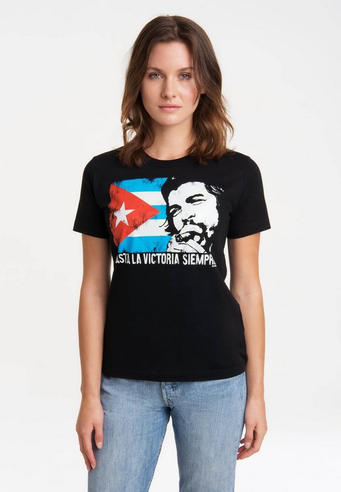 LOGOSHIRT T-Shirt Che Guevara - Cuban Flag mit lizenziertem Print von LOGOSHIRT