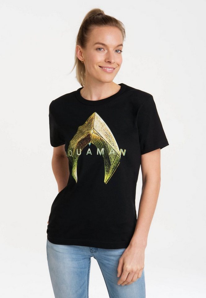 LOGOSHIRT T-Shirt DC Comics - Aquaman Logo mit lizenziertem Print von LOGOSHIRT