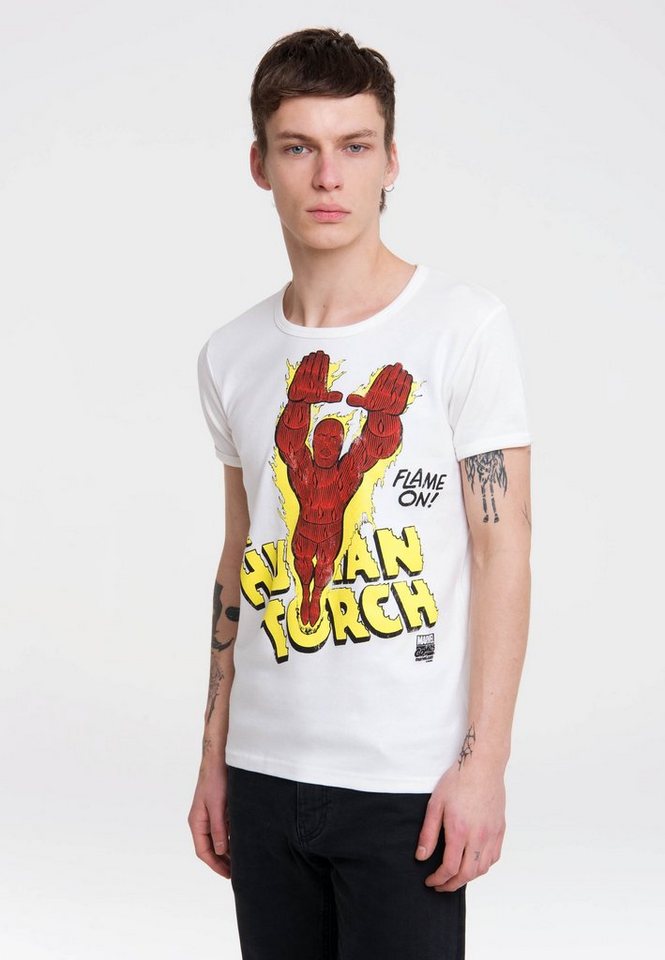 LOGOSHIRT T-Shirt Human Torch Flame On mit coolem Heldenmotiv von LOGOSHIRT