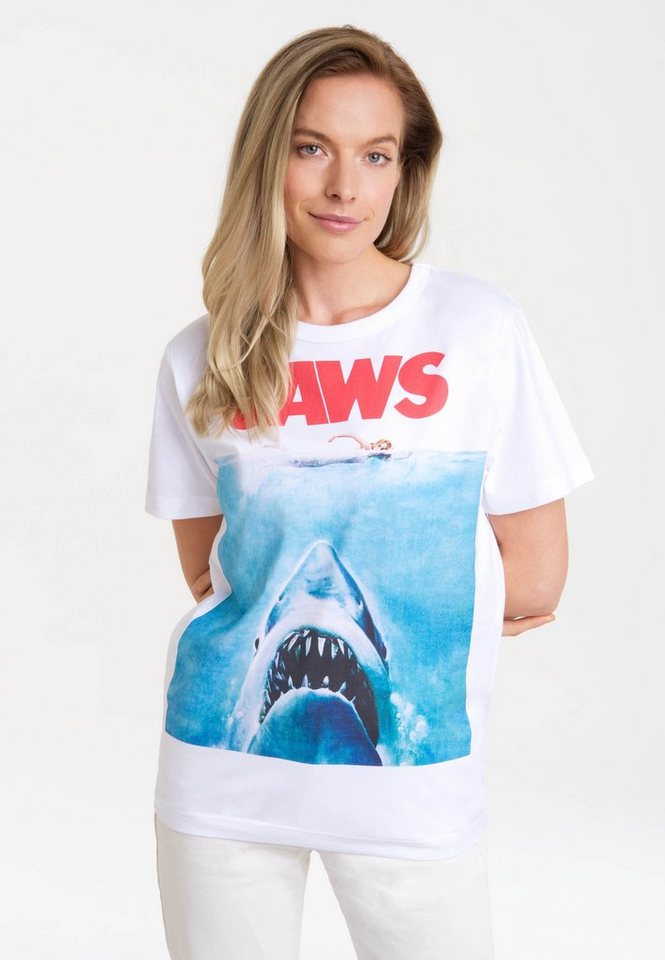 LOGOSHIRT T-Shirt Jaws - Der weisse Hai mit lizenziertem Print von LOGOSHIRT