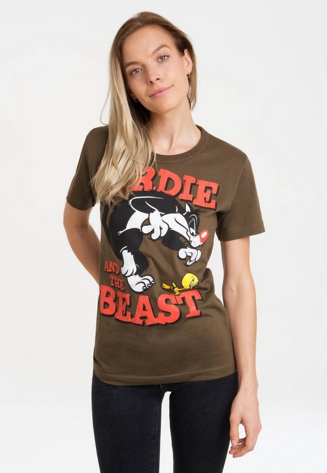 LOGOSHIRT T-Shirt Looney Tunes – Sylvester & Tweety mit lizenziertem Print von LOGOSHIRT