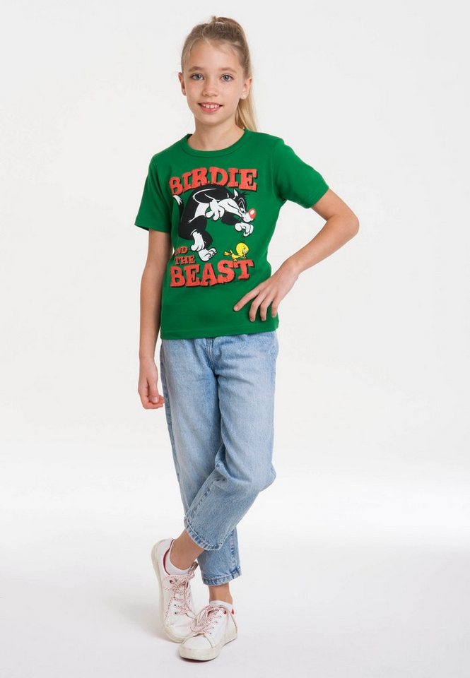 LOGOSHIRT T-Shirt Looney Tunes - Sylvester & Tweety mit lizenziertem Print von LOGOSHIRT