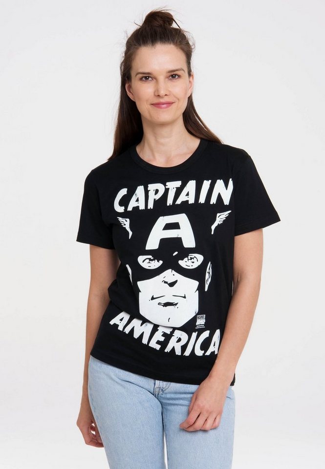 LOGOSHIRT T-Shirt Marvel Comics - Captain America mit lizenziertem Print von LOGOSHIRT