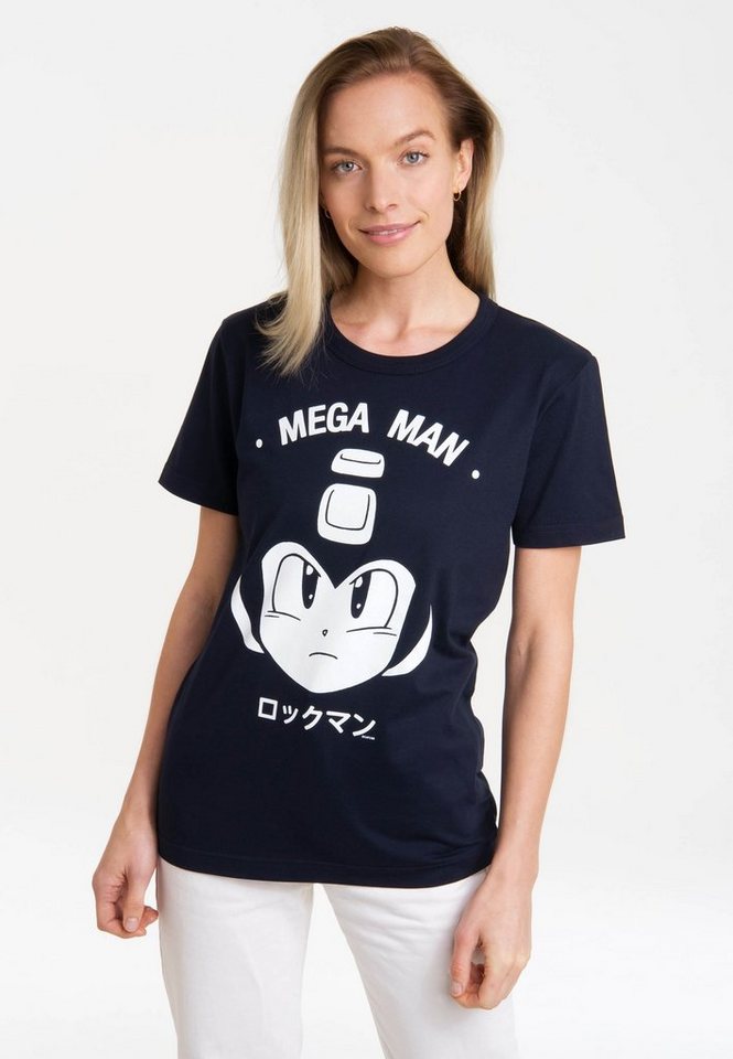 LOGOSHIRT T-Shirt Mega Man - Gesicht mit lizenziertem Print von LOGOSHIRT