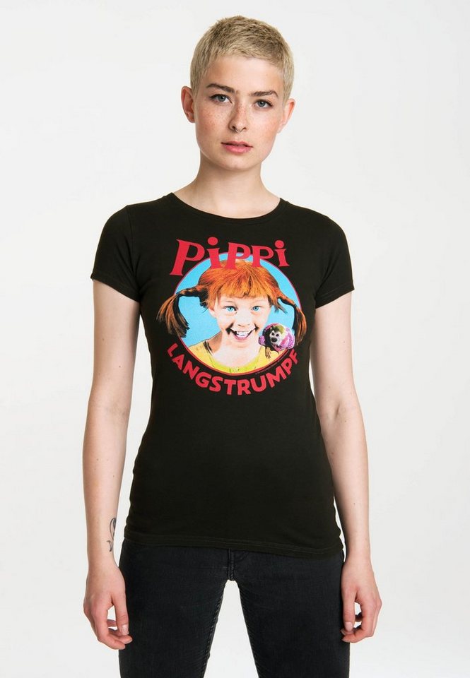 LOGOSHIRT T-Shirt Pippi Langstrumpf mit buntem Frontprint von LOGOSHIRT