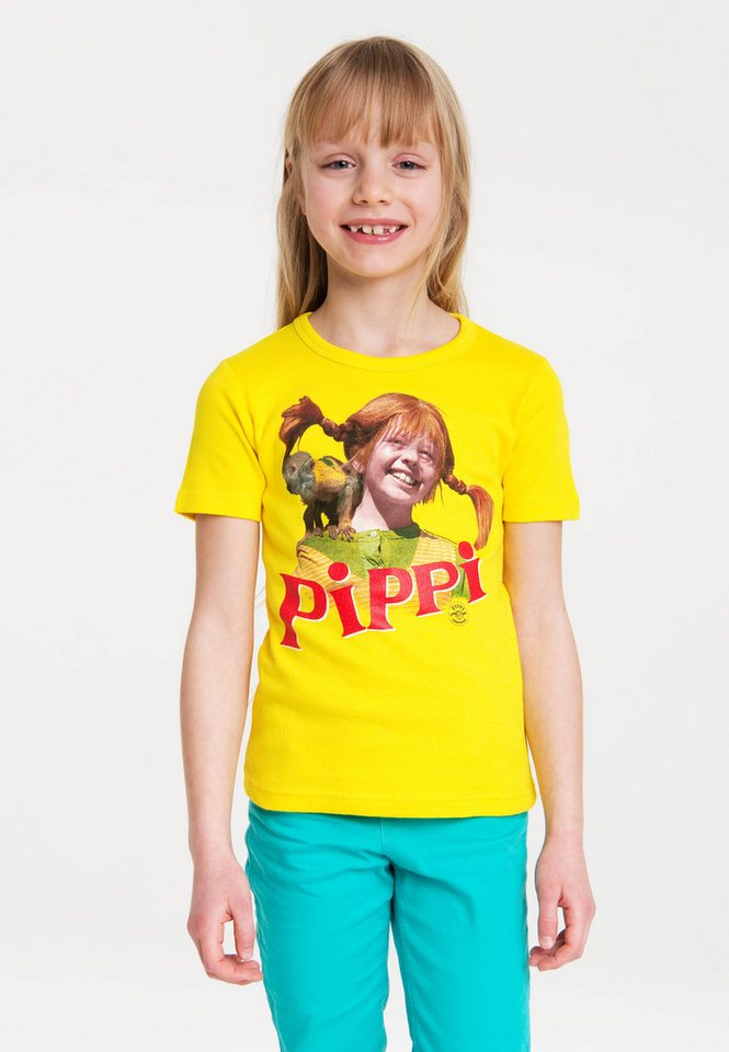 LOGOSHIRT T-Shirt Pippi Langstrumpf & Herr Nilsson mit Langstrumpf-Frontdruck von LOGOSHIRT