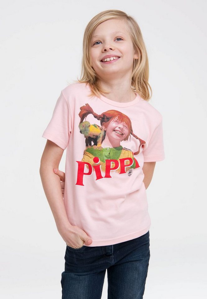 LOGOSHIRT T-Shirt Pippi Langstrumpf & Herr Nilsson mit Langstrumpf-Frontdruck von LOGOSHIRT