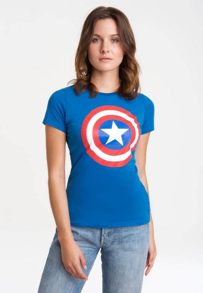 LOGOSHIRT T-Shirt Print Marvel Comics Captain America mit lizenzierten Print von LOGOSHIRT