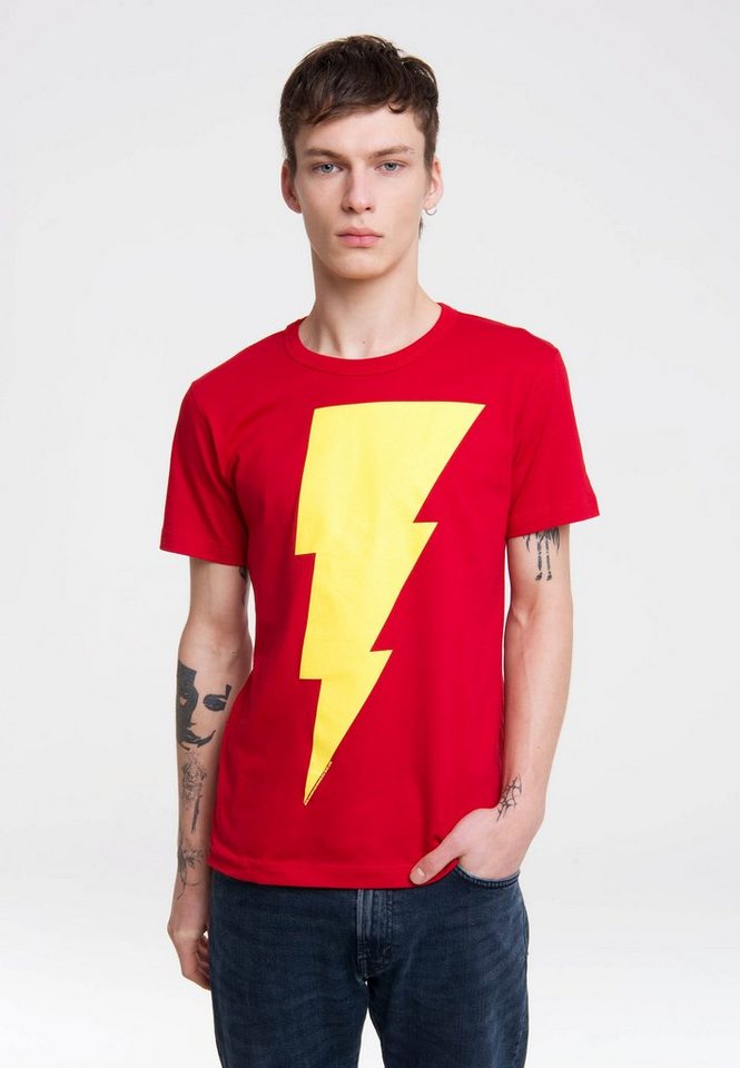 LOGOSHIRT T-Shirt Shazam Logo mit hochwertigem Print von LOGOSHIRT