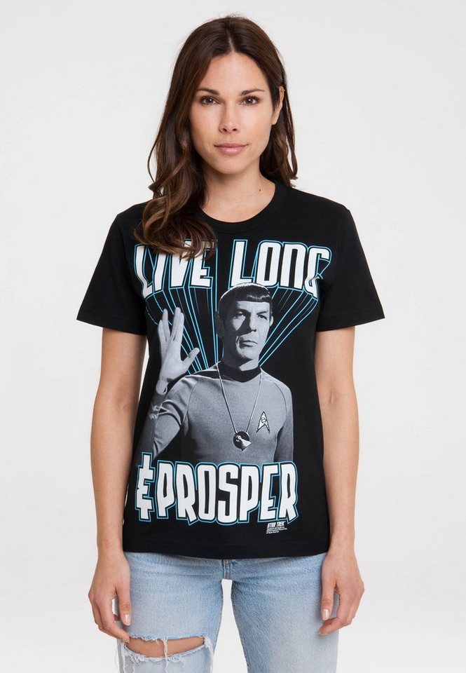 LOGOSHIRT T-Shirt Star Trek - Spock, Live Long mit lizenziertem Print von LOGOSHIRT