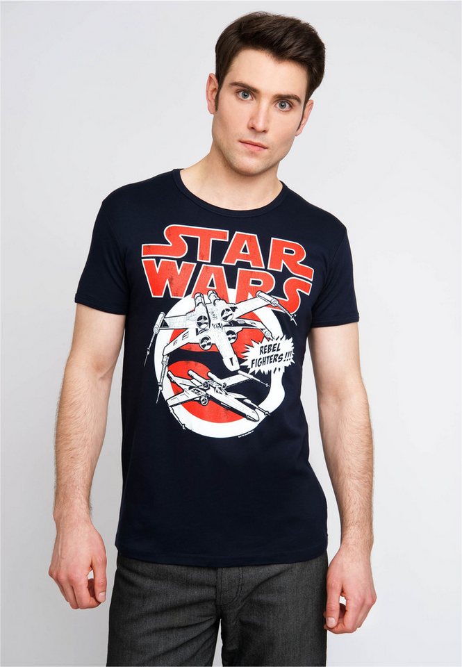 LOGOSHIRT T-Shirt Star Wars X-Wings mit großem Retro-Print von LOGOSHIRT