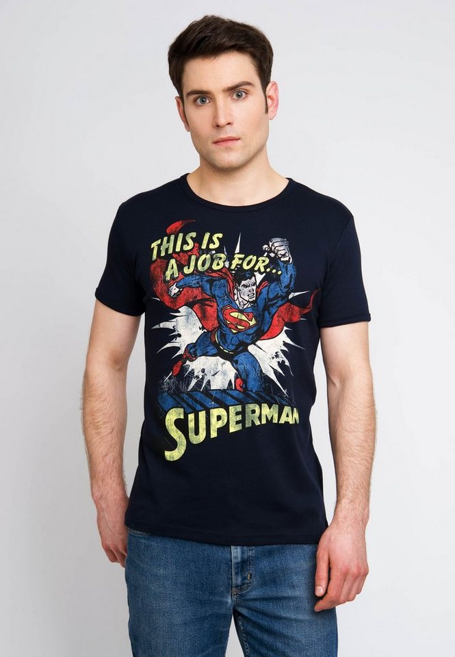 LOGOSHIRT T-Shirt Superman mit lässigem Vintage-Print von LOGOSHIRT