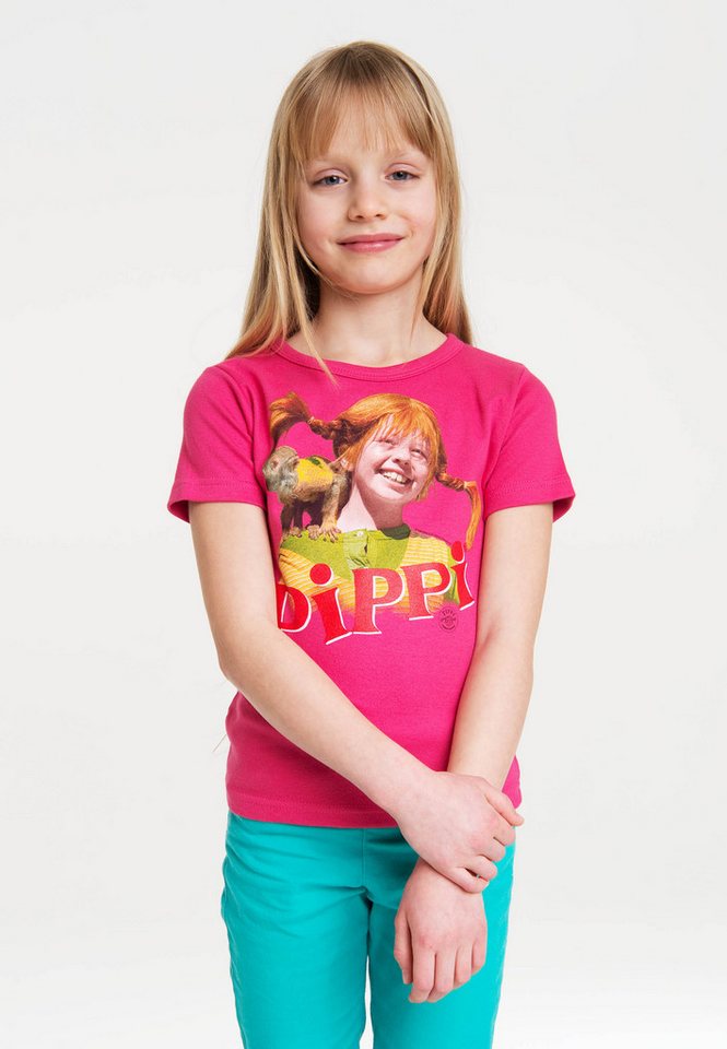 LOGOSHIRT T-Shirt Pippi Langstrumpf & Herr Nilsson mit Langstrumpf-Frontdruck von LOGOSHIRT