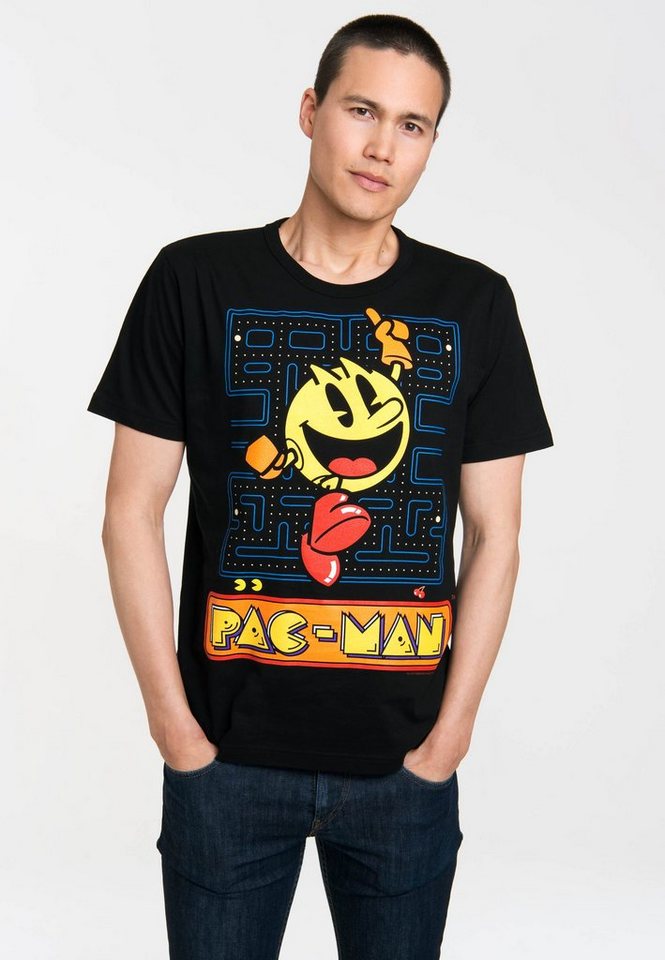 LOGOSHIRT T-Shirt Pac-Man - Jumping mit Pac Man-Print von LOGOSHIRT