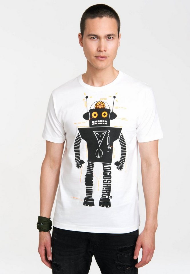 LOGOSHIRT T-Shirt Roboter Logoshirt Logo mit Roboter-Print von LOGOSHIRT