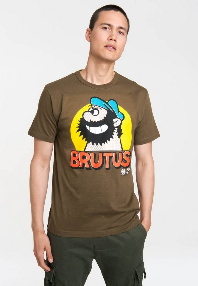 LOGOSHIRT T-Shirt Popeye - Brutus Popart mit kultigem Brutus-Frontprint von LOGOSHIRT