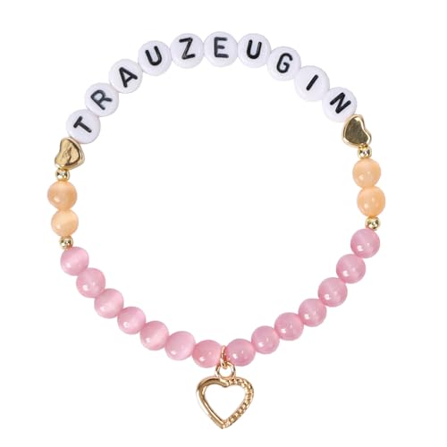LOHAME Trauzeugin Fragen Geschenk rosa Trauzeugin Armband Stretch Brautjungfer Armband Möchtest du meine Trauzeugin werden Karte mit Umschlag Brautjungfer Geschenk von Der Braut für Hochzeit Schmuck von LOHAME