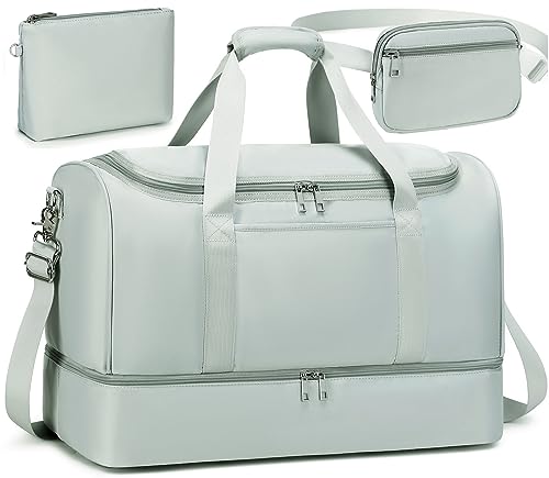 LOIDOU Groß Reisetasche Weekender Bag mit Schuhfach Handgepäck Tasche für Flugzeug Sporttasche Damen Herren Travel Duffel Bags für Reisen Gym Urlaub übernachtung with Bauchtasche & Kosmetiktasche von LOIDOU