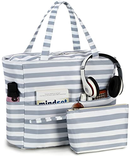 LOIDOU Große Strandtasche Damen Umhängetasche mit Reißverschluss Tote Bag Wasserdichte Sanddichte Shopper Schultertaschen Handtasche Gym Schwimmbad mit nassem Reise Pool Swim von LOIDOU