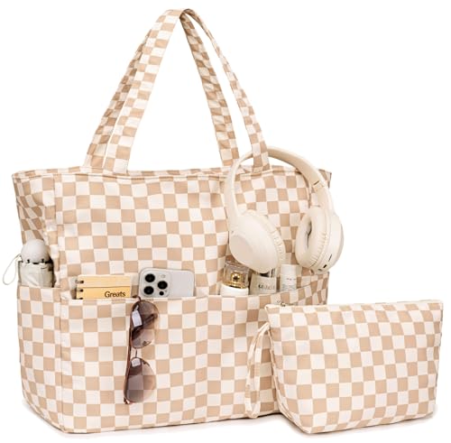 LOIDOU Große Strandtasche Damen Umhängetasche mit Reißverschluss Tote Bag Wasserdichte Sanddichte Shopper Schultertaschen Taschen Handtasche Gym Schwimmbad mit nassem Fach Reise Pool Swim von LOIDOU