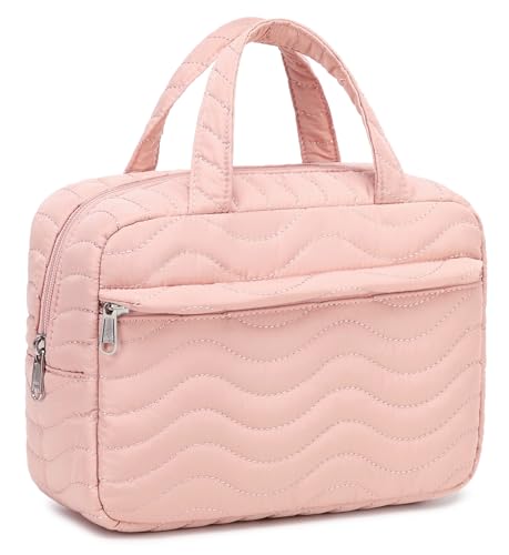 LOIDOU Kosmetiktaschen für Frauen Mädchen Cord Make-up Tasche für Geldbörse Make-up, Steppdecke Welle Rosa, Kleine Tote Handtaschen von LOIDOU