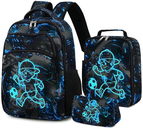 LOIDOU Schulrucksack Set Mädchen 3 Teilig Kinderrucksack Schultasche Teenager Rucksack Jungen Kinder Ergonomischer Schulranzen von LOIDOU