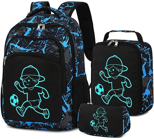 LOIDOU Schulrucksack Set Mädchen 3 Teilig Kinderrucksack Schultasche Teenager Rucksack Jungen Kinder Ergonomischer Schulranzen von LOIDOU