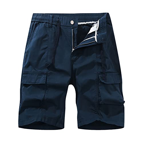 Baumwolle Cargo Shorts Herren Mit Mehreren Taschen Cargohose Kurz Baggy Arbeitshosen Beige Bequemlichkeit Jeans Shorts Gummibund Breite Freizeithose KurzgrößE Outdoor Hose Sommer Leicht von LOIJMK