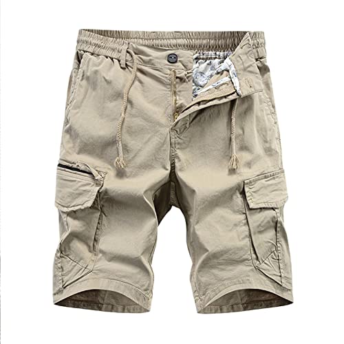 Cargo Shorts Herren Einfarbig Baggy Freizeitshorts Herren Leicht Stretch Kurze Hosen Sommer Bermuda Short Freizeithose Viele Taschen Sommerhose Carghose Schnelltrocknend Lassige Vintage von LOIJMK