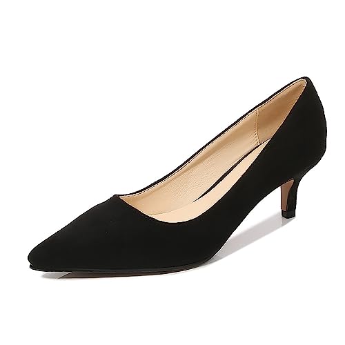 LOIJMK Damen-, spitzer Zeh, solide, flache High Heels, einzelne Business-Schuhe Damenschuhe Gelb 36 (Black, 44) von LOIJMK