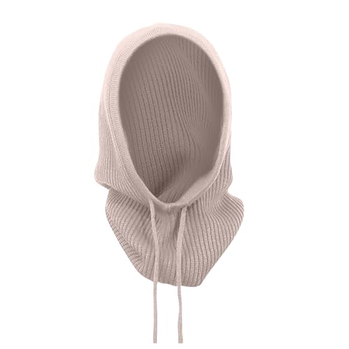 Damen Mütze Winter: Strickmütze Baumwolle Balaclava Warmer Weich Kapuze Mütze Stricken Winddicht Schalmütze Sport Und Outdoor Gesichtsmaske Solide Skimütze Sturmhauben Beanie Wintermützen von LOIJMK