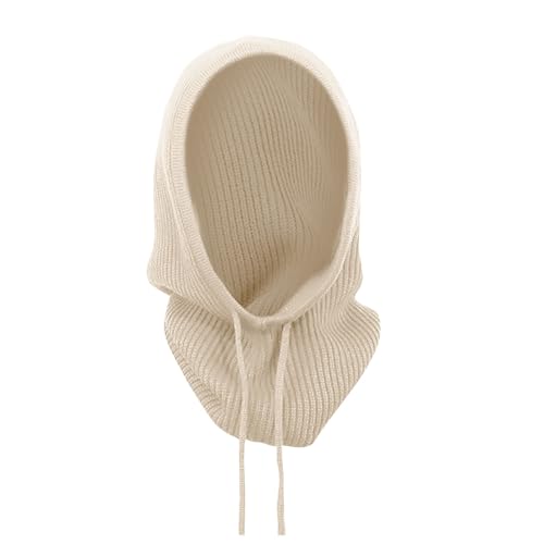 Damen Mütze Winter: Strickmütze Baumwolle Balaclava Warmer Weich Kapuze Mütze Stricken Winddicht Schalmütze Sport Und Outdoor Gesichtsmaske Solide Skimütze Sturmhauben Beanie Wintermützen von LOIJMK