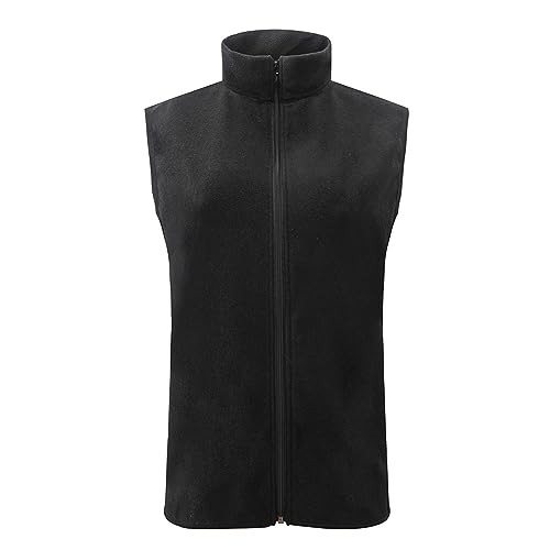 Damen Softshell Weste Fleeceweste Ohne Kapuze Mit Ärmel Leicht Outdoor Westen Tops Mit Taschen Und Revers Reißverschlussweste Warme Übergangs-Weste Lockere Laufweste Softshell-Weste von LOIJMK