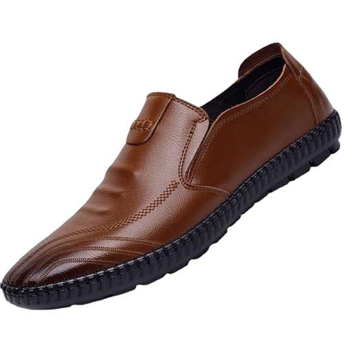 Freizeitschuhe Herren Lederschuhe Sommer Leicht MöNchsschuhe Slip-On Halbschuhe Bequem rutschfeste Outdoor Boots Sportlich Plate Schuhe FüR MäNner Schwarz Braun von LOIJMK