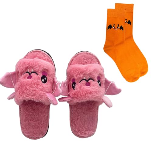 Halloween Hausschuhe Damen Winter Teufel Pantoffeln Plüsch Slippers Schlappen Offenen Zehen Warme Hausschuhe Damen Flauschig Hausschlappen Hauspantoffeln Hüttenschuhe Filzpantoffeln Filzhausschuhe von LOIJMK