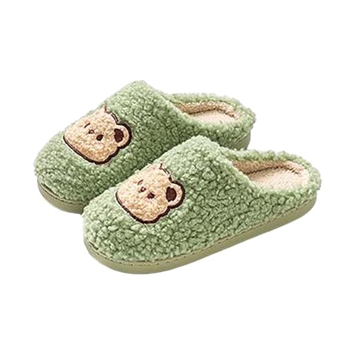 Hausschuhe Damen Bären Pantoffeln Warme Hausschuhe Memory Foam Filzpantoffeln Niedliche Cartoon Hauspantoffeln Gefütterte Pantoletten Winter Hüttenschuhe Flauschige Slipper Slide Tiere Schlappen von LOIJMK
